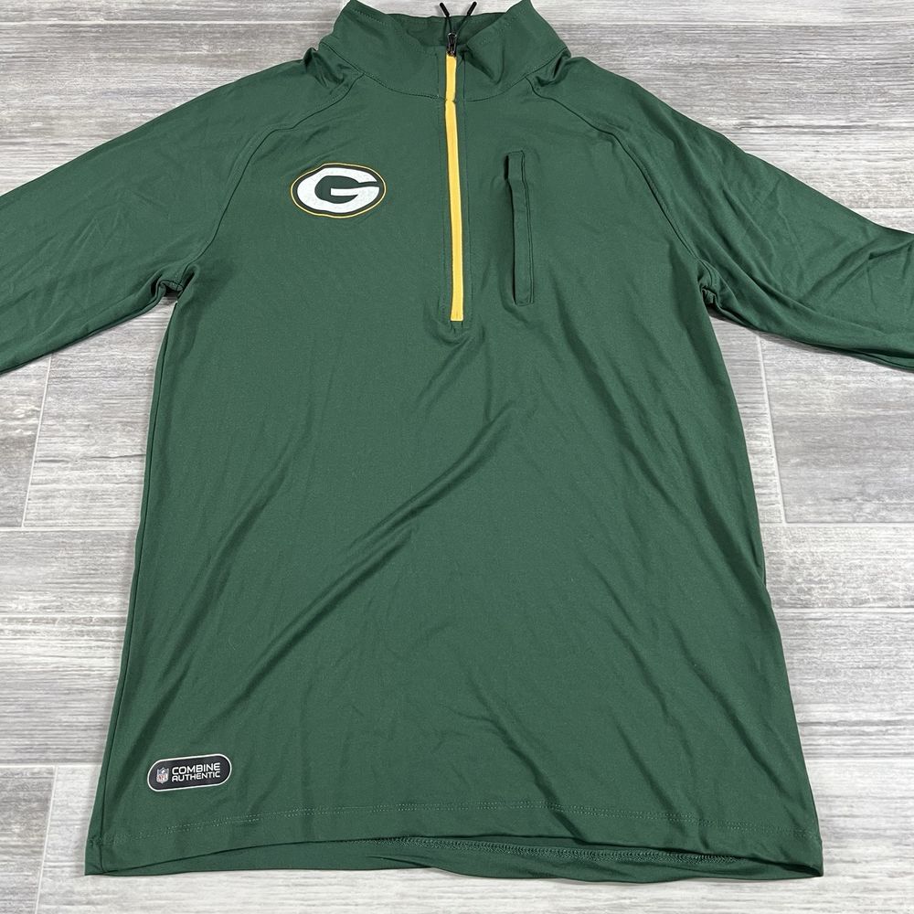 NFL Team‎ Apparel Mens S Green Bay Packers Green Grind Iron Quarter-Zip Top NEW